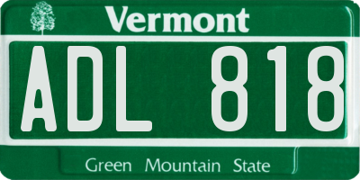 VT license plate ADL818