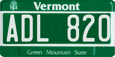VT license plate ADL820