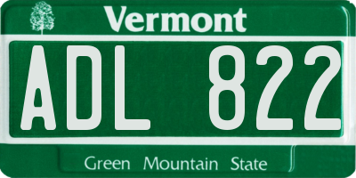 VT license plate ADL822