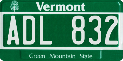 VT license plate ADL832