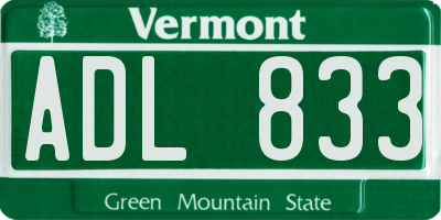 VT license plate ADL833
