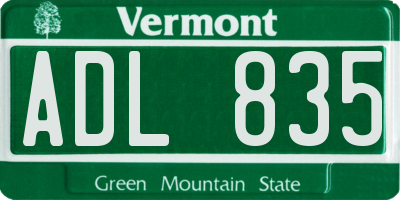 VT license plate ADL835