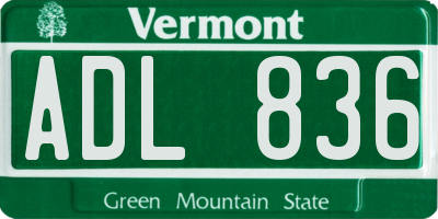 VT license plate ADL836