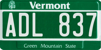 VT license plate ADL837