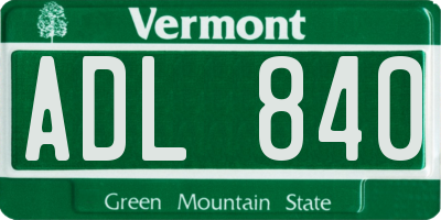VT license plate ADL840
