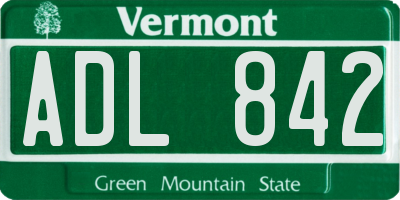 VT license plate ADL842