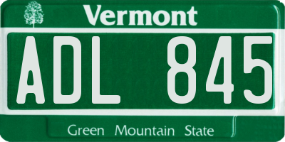 VT license plate ADL845