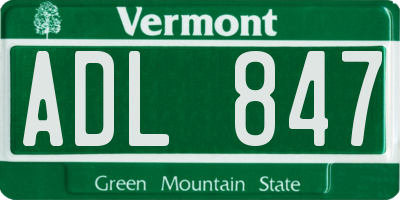 VT license plate ADL847