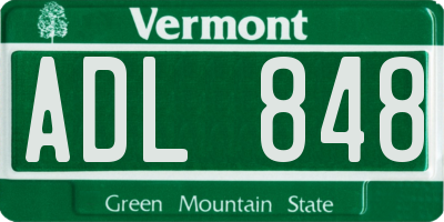 VT license plate ADL848