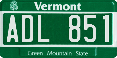 VT license plate ADL851