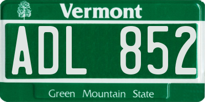 VT license plate ADL852