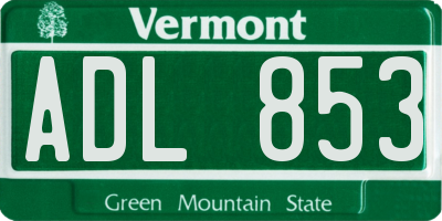 VT license plate ADL853