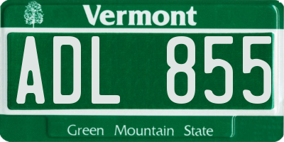 VT license plate ADL855