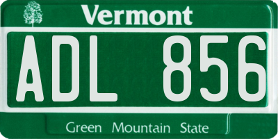VT license plate ADL856