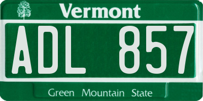 VT license plate ADL857