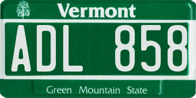 VT license plate ADL858