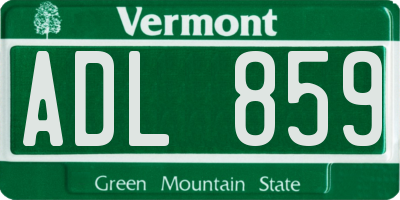VT license plate ADL859