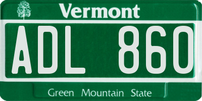 VT license plate ADL860