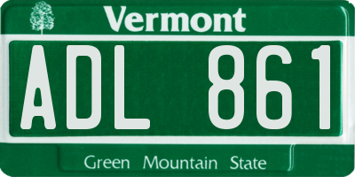 VT license plate ADL861