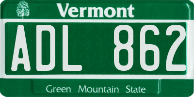 VT license plate ADL862