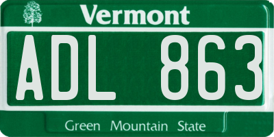 VT license plate ADL863