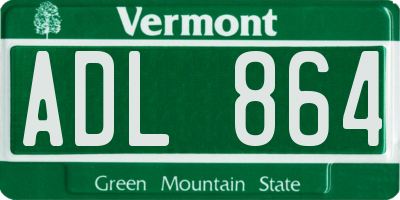 VT license plate ADL864