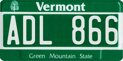 VT license plate ADL866