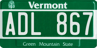 VT license plate ADL867