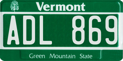 VT license plate ADL869