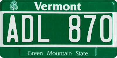 VT license plate ADL870