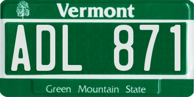 VT license plate ADL871