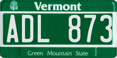 VT license plate ADL873