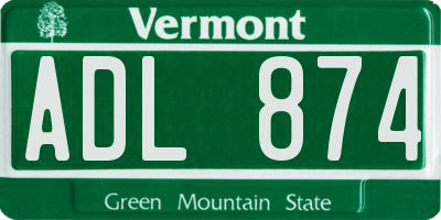 VT license plate ADL874