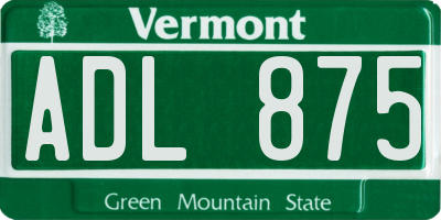 VT license plate ADL875
