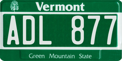 VT license plate ADL877