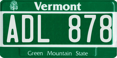 VT license plate ADL878