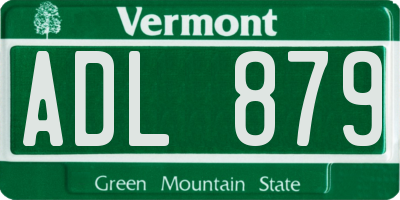 VT license plate ADL879