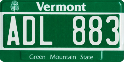 VT license plate ADL883