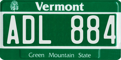 VT license plate ADL884