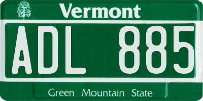 VT license plate ADL885