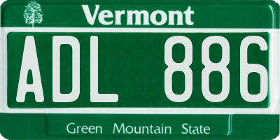 VT license plate ADL886