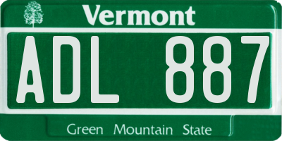 VT license plate ADL887