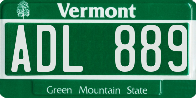 VT license plate ADL889