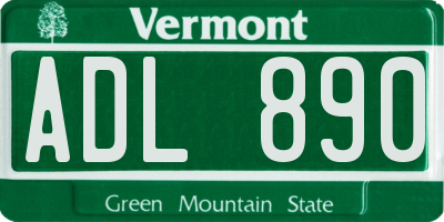VT license plate ADL890