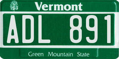 VT license plate ADL891