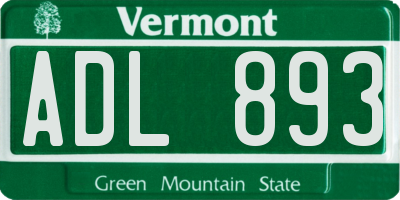 VT license plate ADL893