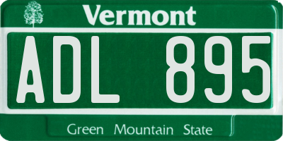 VT license plate ADL895
