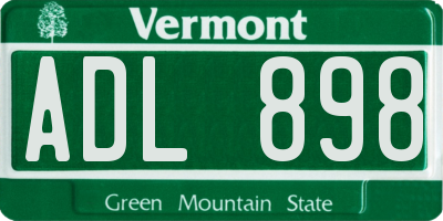 VT license plate ADL898