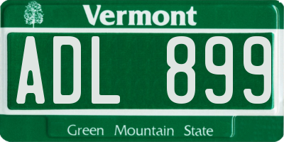 VT license plate ADL899