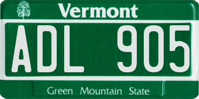 VT license plate ADL905